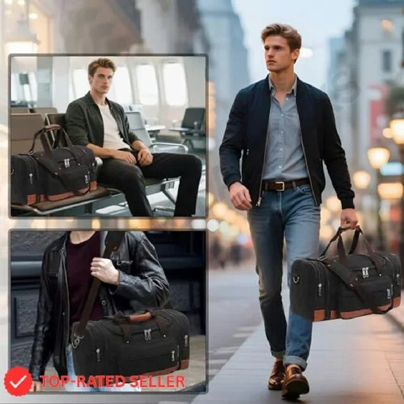 Expandable Canvas Duffle Bag Classic Travel Gym Carry On Luggage